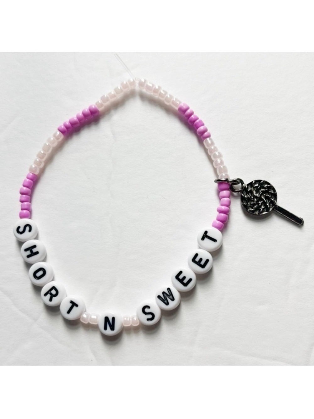 Sabrina Carpenter Short N Sweet Beaded Friendship Bracelet Pink & Silver